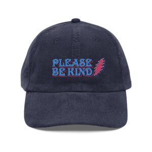 Please Be Kind Embroidered Corduroy Cap