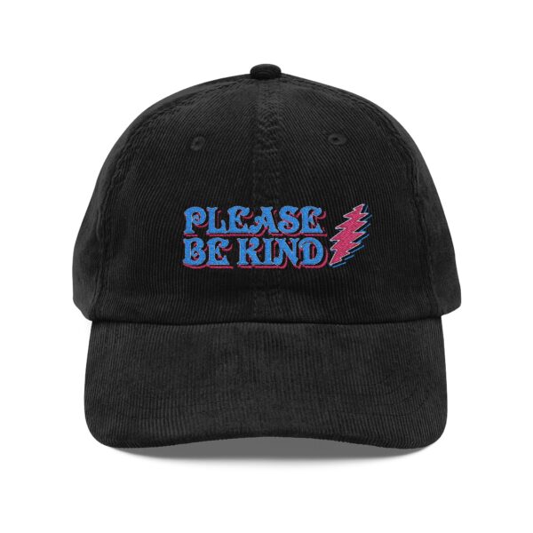 18167244114915017459_2048-1.jpeg Please Be Kind Embroidered Corduroy Cap